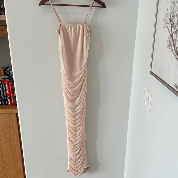 PrettyLittleThing Dresses & Skirts - PrettyLittleThing Nude Strappy Mesh Ruched
Midaxi Dress size 2